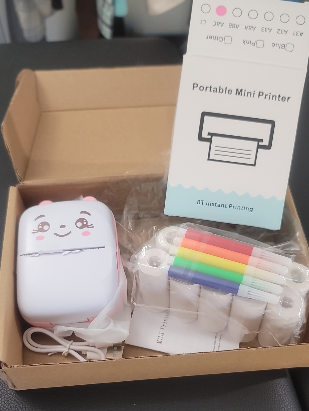 Portable Mini Printer for Home Party Supplies - Cute White and Pink